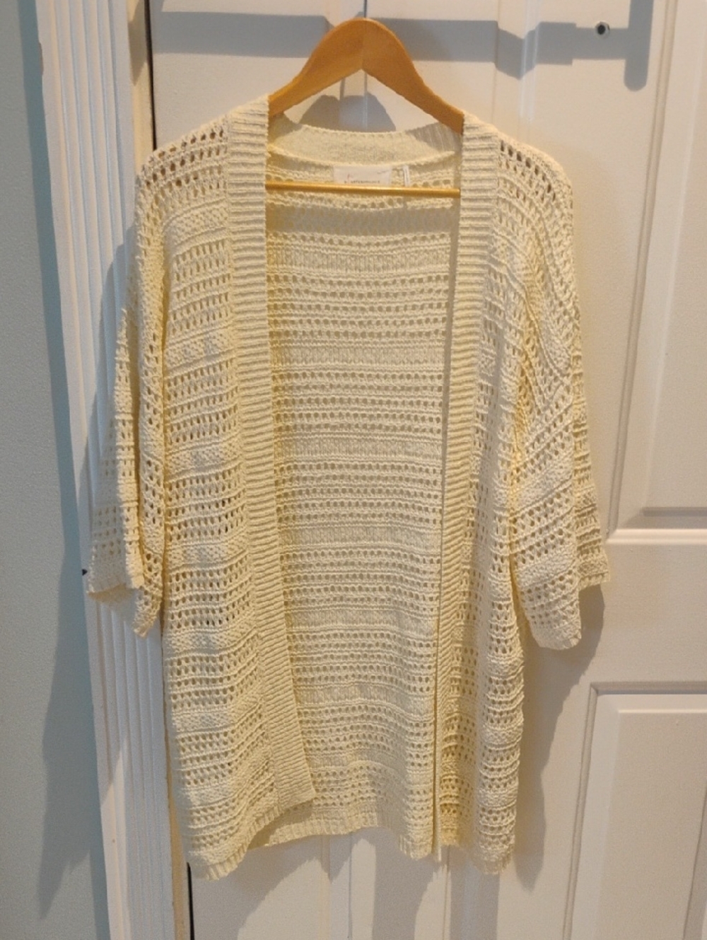 Anthropologie Cream Open-Knit Crochet Cardigan